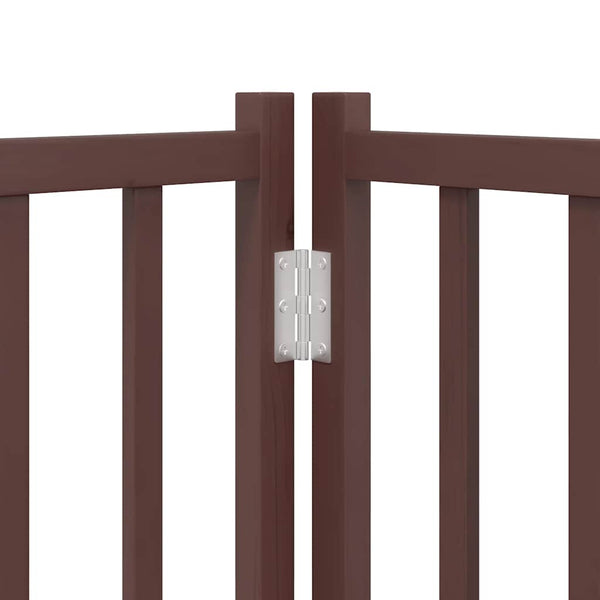 vidaXL 12-Piece Dog Gate with Door Foldable Brown 600 cm Poplar Wood