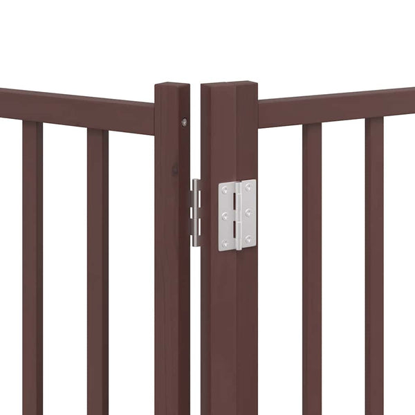 vidaXL 12-Piece Dog Gate with Door Foldable Brown 600 cm Poplar Wood