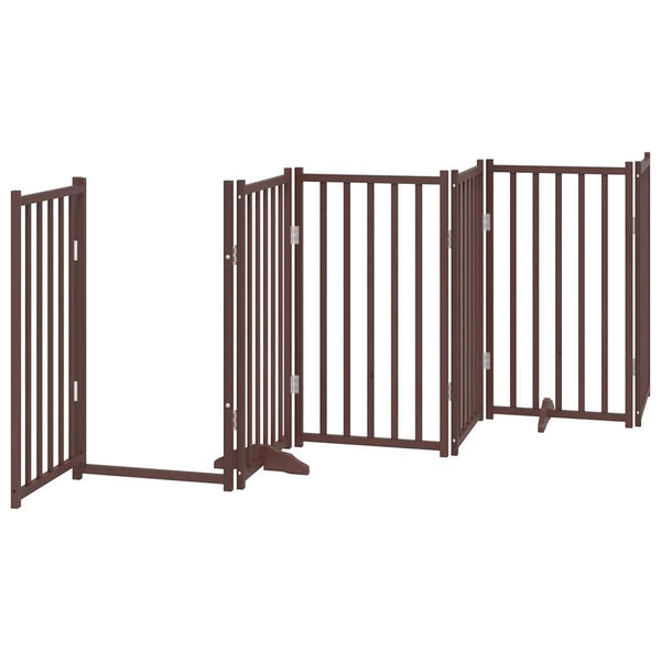 vidaXL 15-Piece Dog Gate with Door Foldable Brown 750 cm Poplar Wood