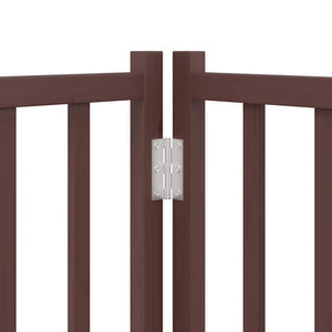 vidaXL 15-Piece Dog Gate with Door Foldable Brown 750 cm Poplar Wood
