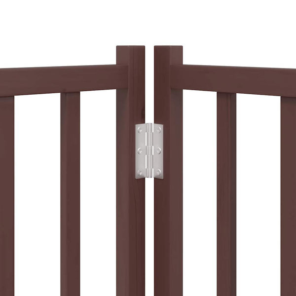 vidaXL 15-Piece Dog Gate with Door Foldable Brown 750 cm Poplar Wood