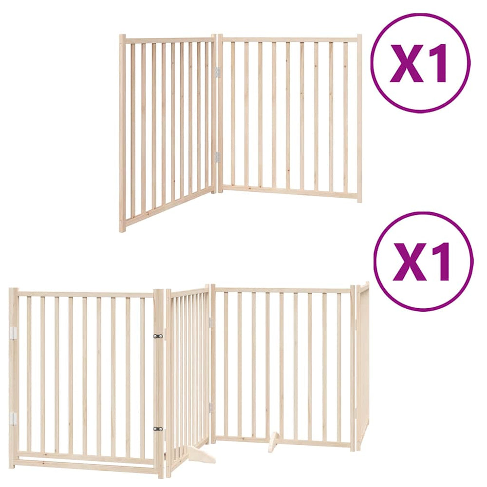 vidaXL 6-Panel Dog Gate with Door Foldable 480 cm Poplar Wood