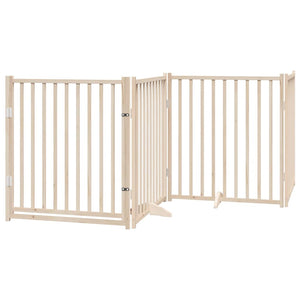 vidaXL 6-Panel Dog Gate with Door Foldable 480 cm Poplar Wood