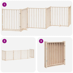 vidaXL 6-Panel Dog Gate with Door Foldable 480 cm Poplar Wood