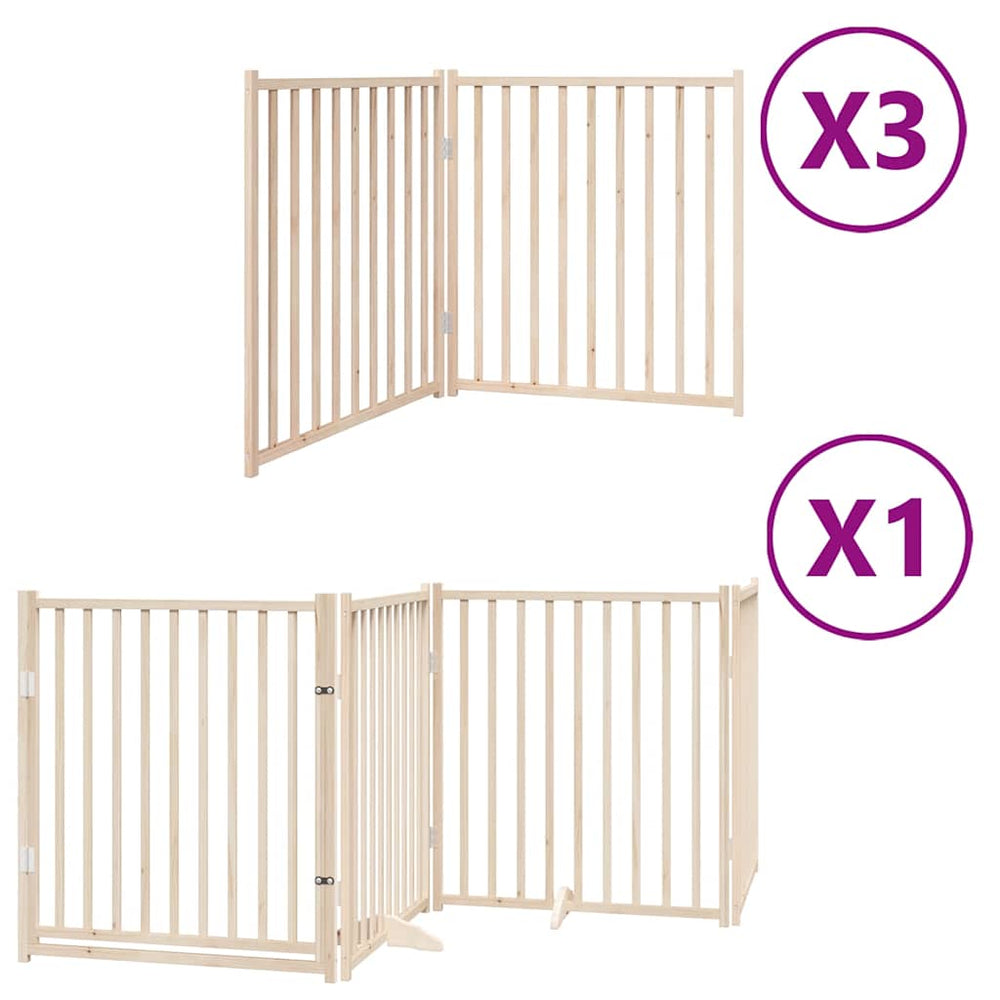 vidaXL 10-piece Dog Gate with Door Foldable 800 cm Poplar Wood