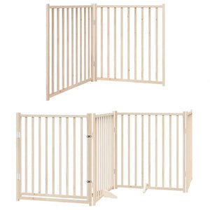 vidaXL 12-Piece Dog Gate with Door Foldable 960 cm Poplar Wood