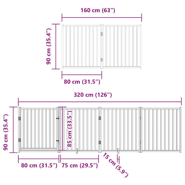 vidaXL 12-Piece Dog Gate with Door Foldable 960 cm Poplar Wood