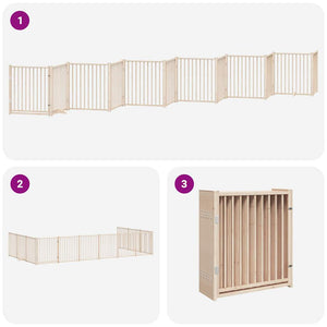 vidaXL 12-Piece Dog Gate with Door Foldable 960 cm Poplar Wood