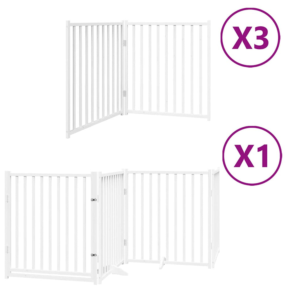 vidaXL 10-Panel Dog Gate with Door Foldable White 800 cm Poplar Wood