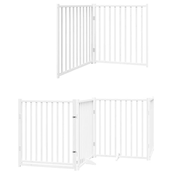 vidaXL 10-Panel Dog Gate with Door Foldable White 800 cm Poplar Wood