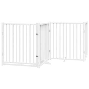 vidaXL 10-Panel Dog Gate with Door Foldable White 800 cm Poplar Wood