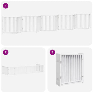 vidaXL 10-Panel Dog Gate with Door Foldable White 800 cm Poplar Wood