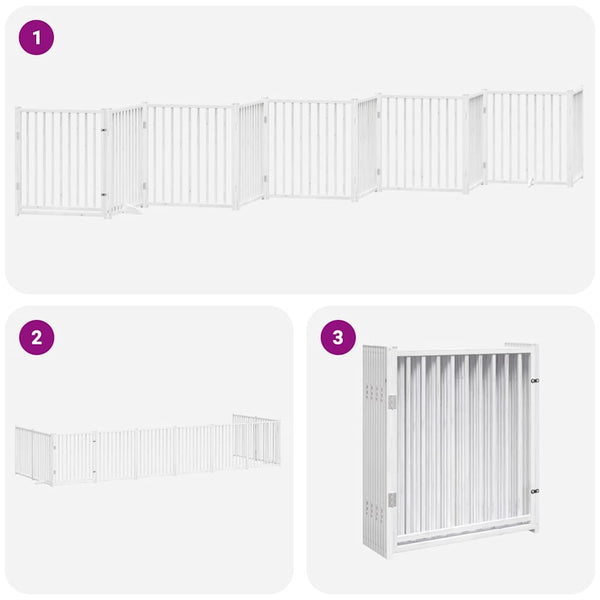 vidaXL 10-Panel Dog Gate with Door Foldable White 800 cm Poplar Wood