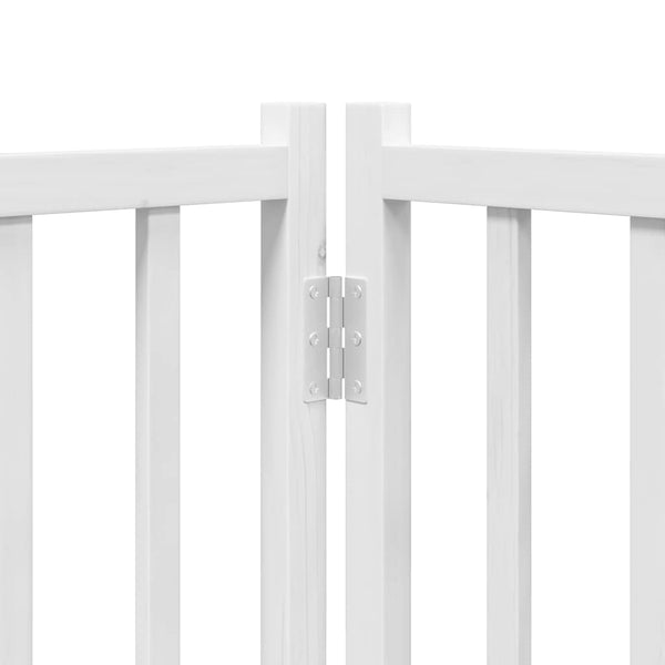 vidaXL 10-Panel Dog Gate with Door Foldable White 800 cm Poplar Wood