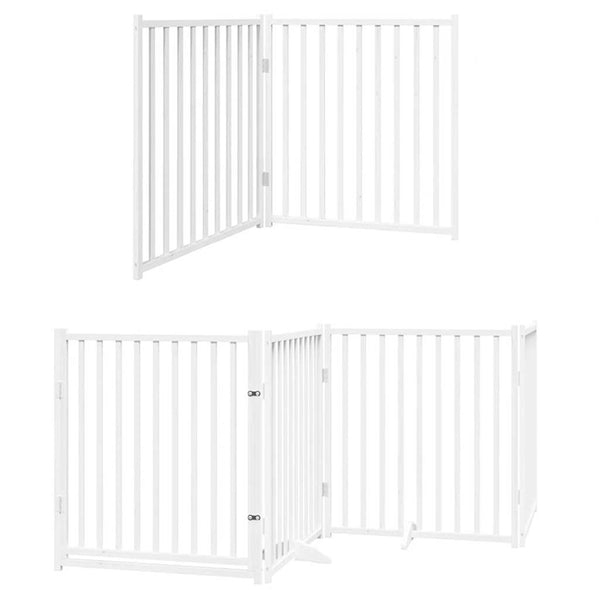 vidaXL 12-Piece Dog Gate with Door Foldable White 960 cm Poplar Wood