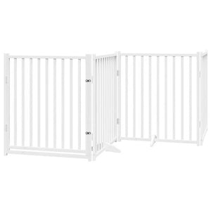 vidaXL 12-Piece Dog Gate with Door Foldable White 960 cm Poplar Wood
