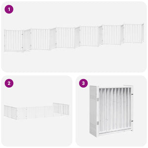 vidaXL 12-Piece Dog Gate with Door Foldable White 960 cm Poplar Wood