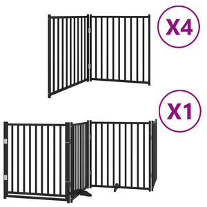 vidaXL 12-Piece Dog Gate with Door Foldable Black 960 cm Poplar Wood