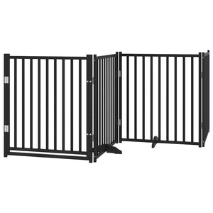 vidaXL 12-Piece Dog Gate with Door Foldable Black 960 cm Poplar Wood