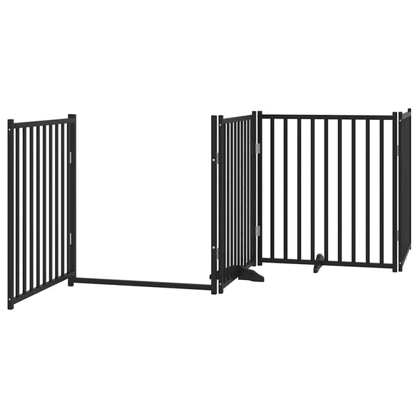 vidaXL 12-Piece Dog Gate with Door Foldable Black 960 cm Poplar Wood