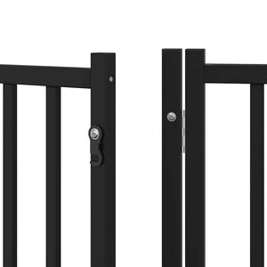 vidaXL 12-Piece Dog Gate with Door Foldable Black 960 cm Poplar Wood