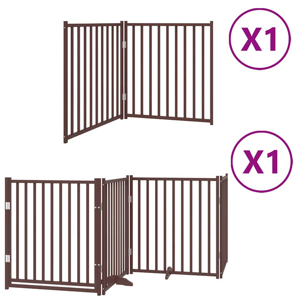 vidaXL 6-Panel Dog Gate with Door Foldable Brown 480 cm Poplar Wood