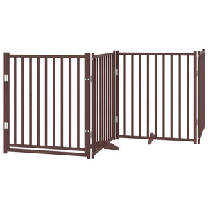 vidaXL 6-Panel Dog Gate with Door Foldable Brown 480 cm Poplar Wood
