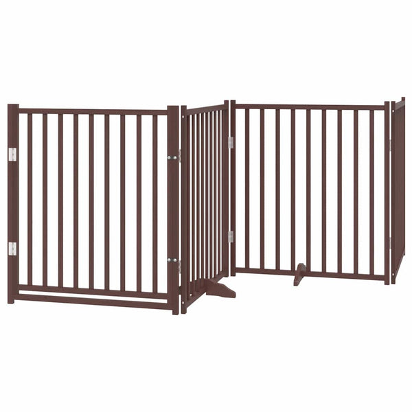 vidaXL 8-Panel Dog Gate with Door Foldable Brown 640 cm Poplar Wood