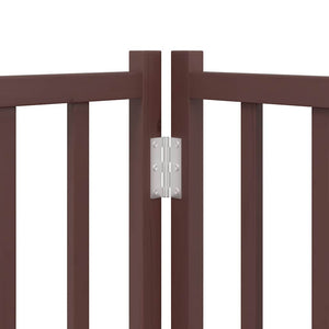 vidaXL 8-Panel Dog Gate with Door Foldable Brown 640 cm Poplar Wood