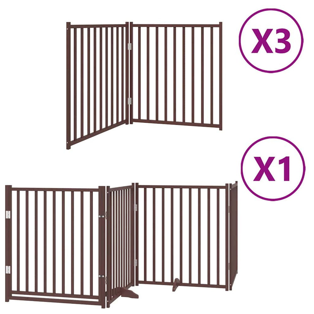 vidaXL 10-Panel Dog Gate with Door Foldable Brown 800 cm Poplar Wood