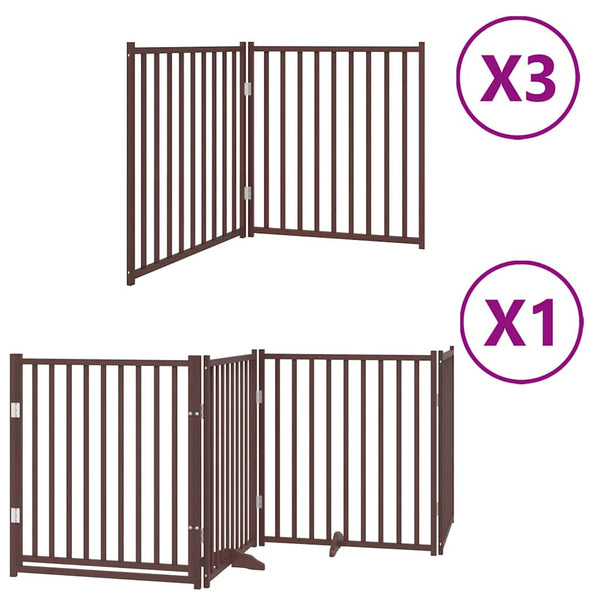 vidaXL 10-Panel Dog Gate with Door Foldable Brown 800 cm Poplar Wood