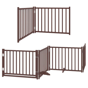 vidaXL 10-Panel Dog Gate with Door Foldable Brown 800 cm Poplar Wood