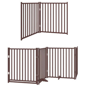 vidaXL 10-Panel Dog Gate with Door Foldable Brown 800 cm Poplar Wood