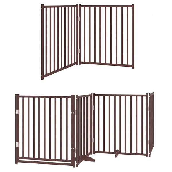 vidaXL 10-Panel Dog Gate with Door Foldable Brown 800 cm Poplar Wood