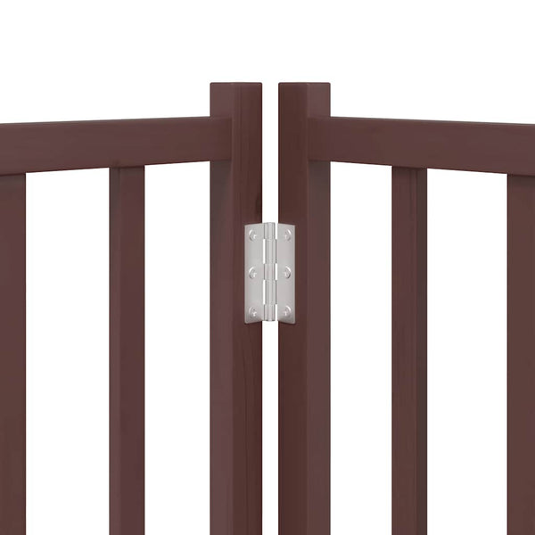 vidaXL 10-Panel Dog Gate with Door Foldable Brown 800 cm Poplar Wood