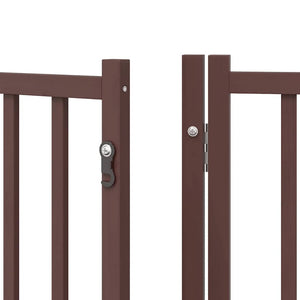vidaXL 10-Panel Dog Gate with Door Foldable Brown 800 cm Poplar Wood