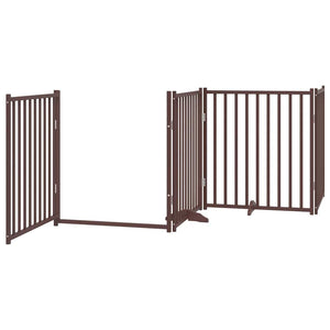 vidaXL 12-Piece Dog Gate with Door Foldable Brown 960 cm Poplar Wood