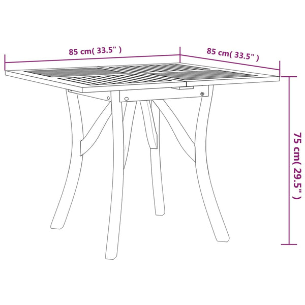 vidaXL Garden Table 85x85x75 cm Solid Acacia Wood