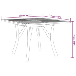 vidaXL Garden Table 110x110x75 cm Solid Acacia Wood
