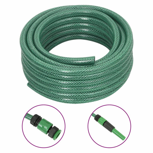 vidaXL Garden Hose with Connector Set Green 0.5" 30 m PVC