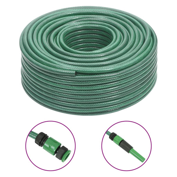 vidaXL Garden Hose with Connector Set Green 0.5" 100 m PVC