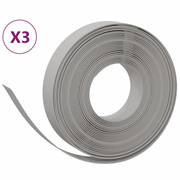 vidaXL Lawn Edging 3 pcs. Grey 10 m 10 cm Polyethylene