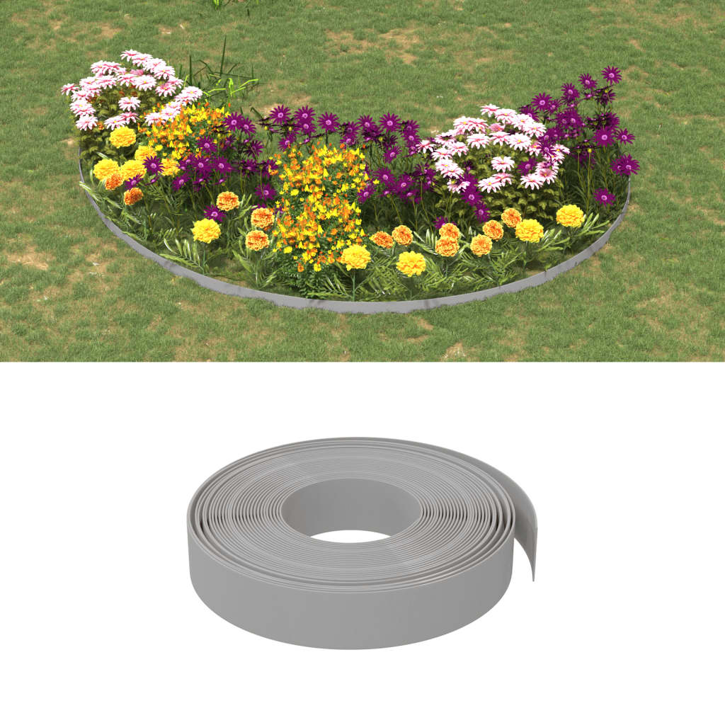 vidaXL Lawn Edging 3 pcs. Grey 10 m 10 cm Polyethylene