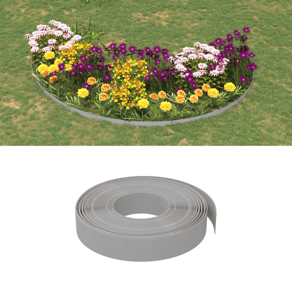 vidaXL Lawn Edging 3 pcs. Grey 10 m 10 cm Polyethylene