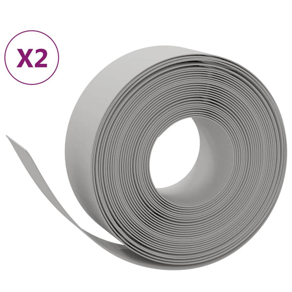 vidaXL Lawn Edging 2 pcs. Grey 10 m 20 cm Polyethylene