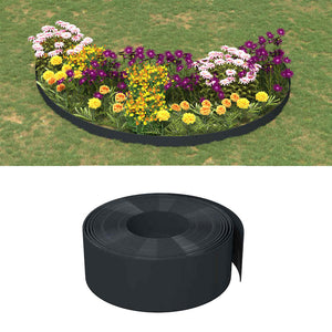 vidaXL Lawn Edging 2 pcs. Black 10 m 20 cm Polyethylene