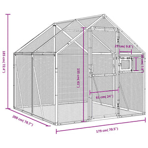 vidaXL Aviary Silver 1.79x2x1.85 m Aluminum