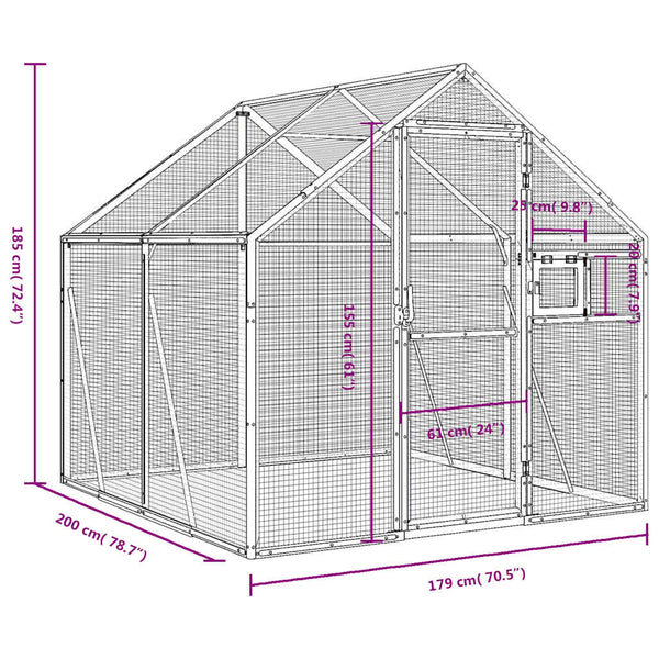 vidaXL Aviary Silver 1.79x2x1.85 m Aluminum