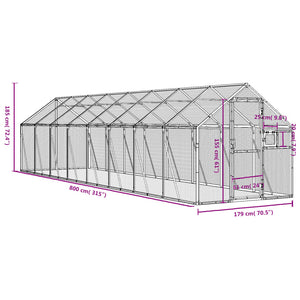 vidaXL Aviary Silver 1.79x8x1.85 m Aluminum