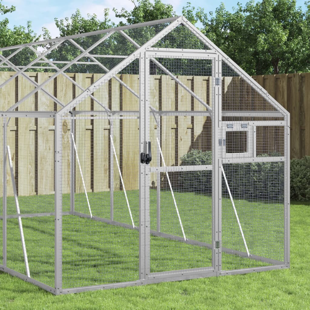 vidaXL Aviary Silver 1.79x8x1.85 m Aluminum